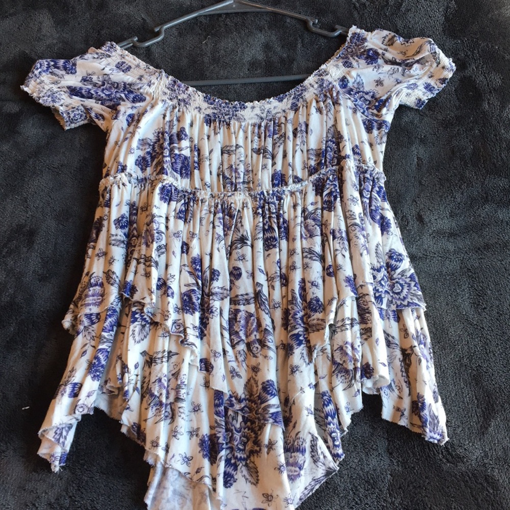 Purple and white blouse